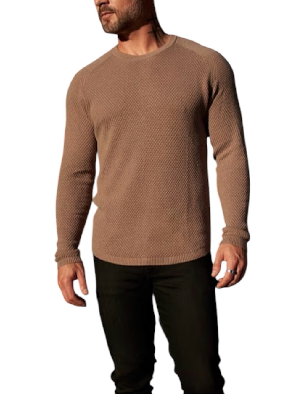 Weston Jon Boucher Ripley Crewneck Cotton Cashmere Slim Sweater XXL in Camel